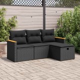 vidaXL Set mobilier de grădină cu perne, 4 piese, negru, poliratan 3325891