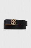 Tory Burch curea de piele cu doua fete femei, culoarea negru