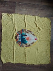 Material galben din steag vechi cu Stema RPR / RSR aplicat, 71x71cm foto