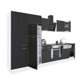 Leziter Mobilă Bucătărie Modulară Yorki 330 Alb Antracit 300cm cu Frigider