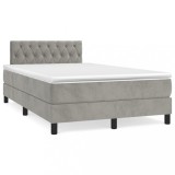 Cumpara ieftin Pat box spring cu saltea, gri deschis, 120x200 cm, catifea