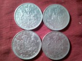 4 Monede 200 lei 1942 Mihai I , 4x6g argint 835 , cal.3x AUNC si 1 F.Buna