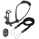 Suport cu prindere de gat si corp pentru telefon si camere sport EVONYX&reg;, Livestream, Telecomanda bluetooth, Negru