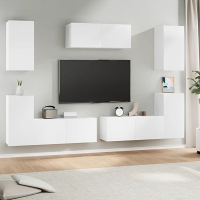 vidaXL Set dulap TV, 7 piese, alb, lemn prelucrat 3114302 foto
