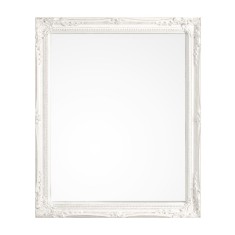 Oglinda decorativa perete cu rama alba patinata Miro 36x46 cm