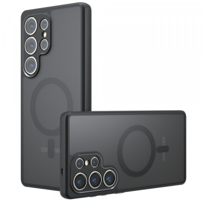 Husa MagSafe pentru Samsung Galaxy S23 Ultra S918, Techsuit, PureFrost, Neagra foto