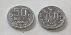 MOLDOVA 50 BANI 1993 PRIMA EMISIUNE ALUMINIU UNC NECIRCULATA CU LUCIU DE BATERE foto