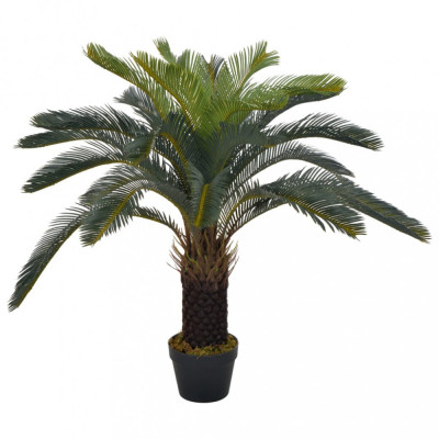 vidaXL Plantă artificială palmier cycas cu ghiveci, verde, 90 cm foto