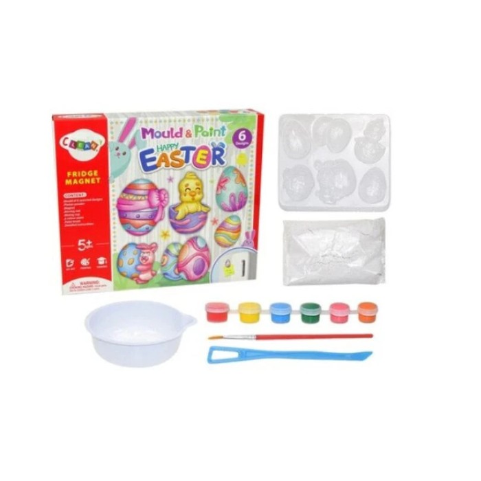 Set pictura pentru PASTE, magneti inclusi Happy Easter, 6 forme, Multicolor