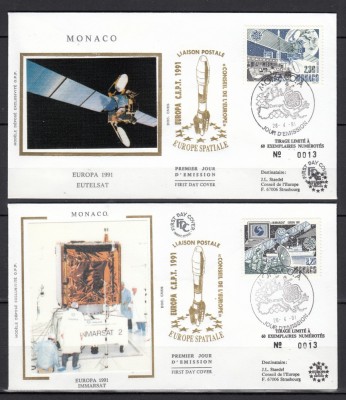 Monaco 1991 - FDC SPECIAL AUR - EUROPA SPATIALA - Tiraj 60 ex. numerotate foto