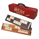 Joc de societate Remi/Rummy STAR OKEY PREMIUM FOXMAG24&reg;, premium din lemn masiv cu piese din plastic de calitate superioara, geanta de mana inclusa