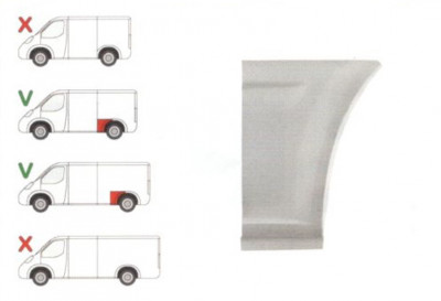 Segment reparatie aripa spate Ford TRANSIT (V184/5), 05.00-04.06 , TRANSIT/TOURNEO (V347/8), 05.06-04.13 ,Partea Stanga, Spate, inferior, in fata rot foto