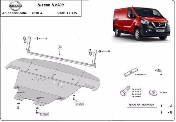 Scut motor metalic Nissan NV 300 2016-prezent