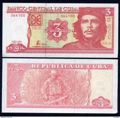 !!! CUBA - 3 PESOS 2004 - P 127 a- UNC / SERIA FA 27 / CHE GUEVARA foto