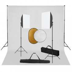 vidaXL Kit studio foto cu lumini softbox, fundal ?i reflector foto