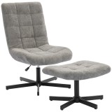 HOMCOM Scaun reclinabil pe 4 niveluri cu otoman separat &icirc;n efect de catifea, 66x80x93-104 cm, Gri | Aosom Romania
