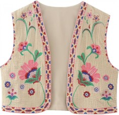 ivimos Vesta decupata din bumbac pentru femei, primavara, vara, fara maneci, broderie florala, fa?a deschisa, vintage, cardigan kaki-roz mic foto