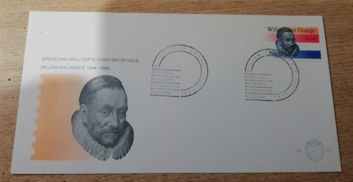 B14 - FDCS - Olanda - personalitati - Willem van Oranje - 1984