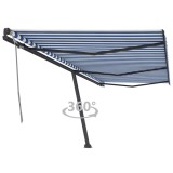 VidaXL Copertină autonomă retractabilă manual albastru/alb 600x300 cm