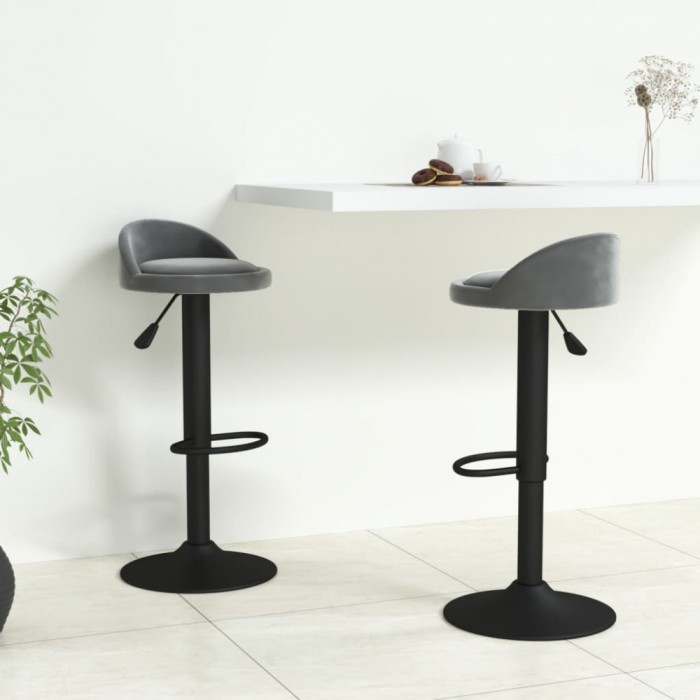 vidaXL Scaune de bar, 2 buc., gri &icirc;nchis, catifea 333602