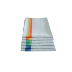 Set 6x Prosop bucatarie albe cu dunga de diverse culori 50x70 cm
