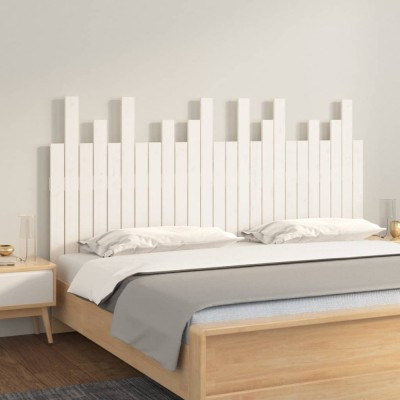 vidaXL Tăblie de pat pentru perete, alb, 159,5x3x80 cm lemn masiv pin 824799 foto