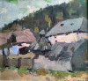 Clarette Wachtel (1926-2011)-Peisaj cu case pe valea Prahovei, pictură &icirc;n ulei, Peisaje, Impresionism