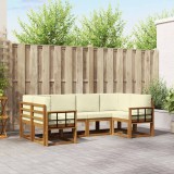vidaXL Set de canapele de exterior cu pernă 6 pcs Natural și Crem 3366893