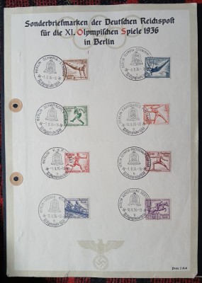 DR-GERMANIA,REICH,1938,plic circulat-olimpiada Berlin-2 foto