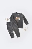 Cumpara ieftin Set Curcubeu cu bluzita cu maneca lunga si pantaloni lungi din 80%bumbac organic si 20% poliester - Antracit, BabyCosy (Marime: 9-12 luni)
