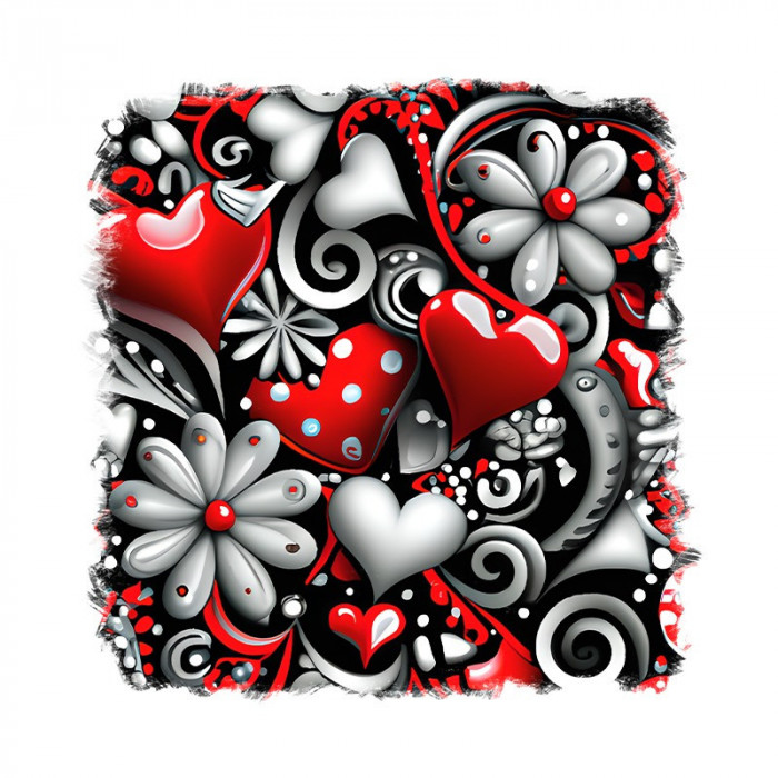 Sticker decorativ, Inimi, Rosu, 55 cm, 6672ST