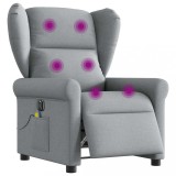 VidaXL Fotoliu electric de masaj rabatabil, gri deschis, microfibră