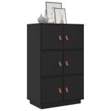 vidaXL Dulap &icirc;nalt, negru, 67x40x108,5 cm, lemn masiv de pin