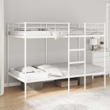 VidaXL Pat supraetajat fără saltea alb 107x203 cm oțel