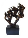 Cumpara ieftin Statueta Decorativa Negru, Nu Vad, Aud, Vorbesc, 27cm, Rasina, Vintage