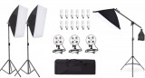 Kit Studio Foto Lumini Profesionale 3 soft box + 12 becuri 40w accesorii Andoer