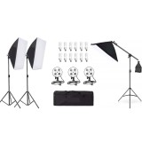 Kit Studio Foto Lumini Profesionale 3 soft box + 12 becuri 40w accesorii Andoer