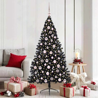 vidaXL Pom de Crăciun artificial pre-iluminat Negru 180 cm PVC 3397143 foto