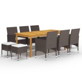 vidaXL Set mobilier de grădină, 11 piese, maro 3067874