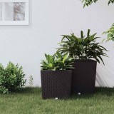 vidaXL Jardinieră cu interior detașabil, maro, 21 / 32 L, PP ratan 364679