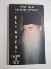 PARINTELE ARSENIE PAPACIOC - TESTAMENT CUVINTE DE FOLOS foto