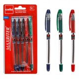 Set Pixuri Ballpoint, Cello, Maxriter, 5 Bucăți, Multicolor, V&acirc;rf 0.6mm, Oem