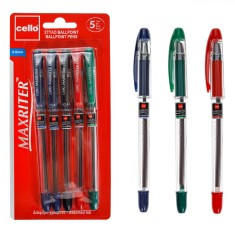 Set Pixuri Ballpoint, Cello, Maxriter, 5 Bucăți, Multicolor, V&acirc;rf 0.6mm