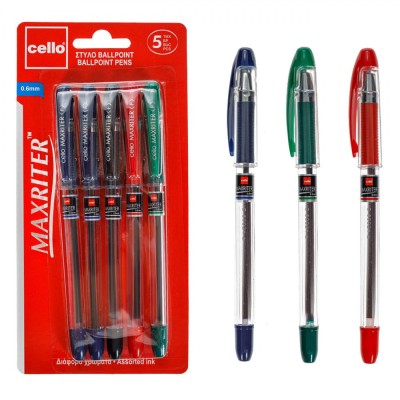 Set Pixuri Ballpoint, Cello, Maxriter, 5 Bucăți, Multicolor, V&amp;acirc;rf 0.6mm foto
