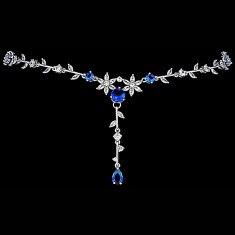 Colier placat cu Aur 18K si Diamante, Damaris Platinum &amp;amp; Blue foto