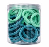 Cumpara ieftin Set 50 elastice par textile 5 cm, verde deschis si verde inchis, cutie transparenta, accesorii par copii si femei