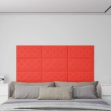 Panouri de perete 12 buc. roșu 60x30 cm piele ecologică 2,16 m&sup2;