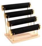 Cumpara ieftin Organizator Premium pentru Bijuterii ?i Ceasuri &ndash; Suport Vertical cu 4 Niveluri ?i Baz? din Lemn