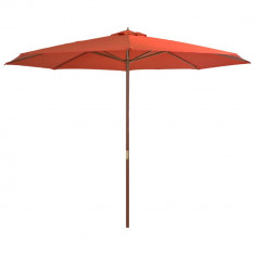 vidaXL Umbrelă de soare de exterior, st&amp;acirc;lp lemn, cărămiziu, 350 cm foto