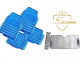 Set Covorase Auto Cauciuc Universale Albastre + Parasolar Parbriz